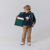 Kids Reversible Ellis Vest - Evergreen Stripe | Pink Chicken