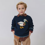 Boys Oliver Sweater - Navy Mallard | Pink Chicken