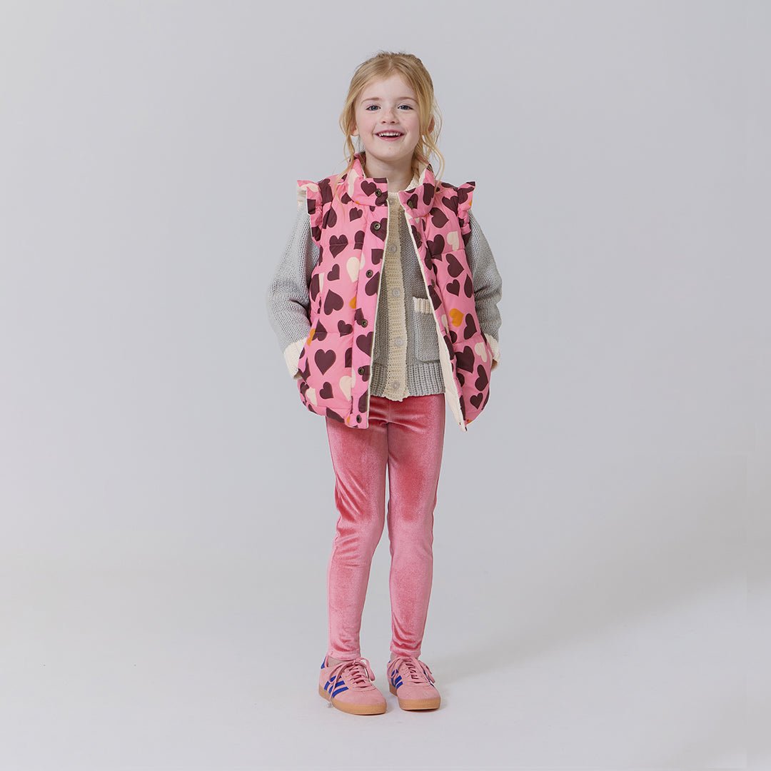 Girls Reversible Ruffle Ellis Vest - Cream Stripe | Pink Chicken