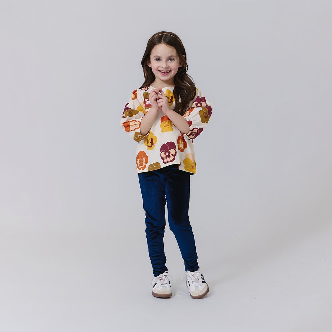 Girls Dana Top - Autumn Pansies | Pink Chicken