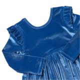 Girls Natalie Dress - Bright Blue Velour