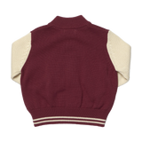 Boys Varsity Zip Sweater - Burgundy Cream