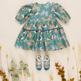 Girls Maribelle Dress - Green Butterflies