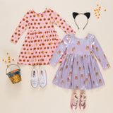 Long Sleeve Sunny Dress - Mini Mixed Jack O'Lanterns