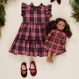 Doll Jennifer Dress - Burgundy Tartan