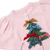 Girls Constance Sweater - Tree Bows