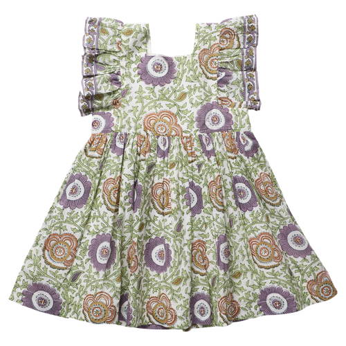 Girls Elsie Dress Lilac Lisbon Floral girls birthday dress with floral charm for special occasions