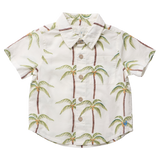 Boys Jack Shirt - Cream Palm Trees