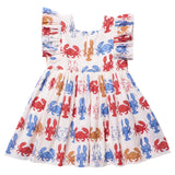 Girls Elsie Dress - Lobsters and Crabs