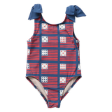 Girls Shelly Suit - Navy Flags