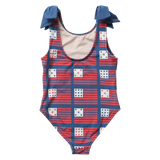 Girls Shelly Suit - Navy Flags
