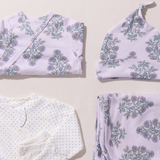 Nesting Box Baby Take Home Set - Lavender Bouquet Floral Blockprint
