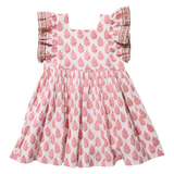 Girls Elsie Dress - Pink Dahlia Floral
