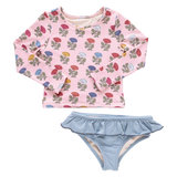 Girls Rash Guard Set - Multi Flower Drop