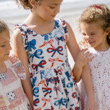 Girls Kelsey Dress - Red White and Bows