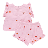 Girls Roey 2-PC Set - Butterfly Embroidery