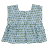 Girls Kamari Top - Blue Prairie Block Print