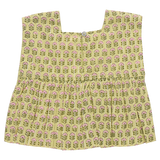 Girls Kamari Top - Green Prairie Block Print