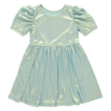 Girls Lame Laurie Dress - Ice Blue
