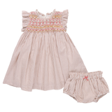 Baby Girls Stevie Dress - Tawny Brown Stripe