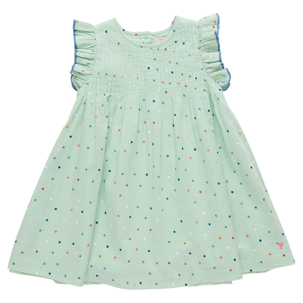 Girls Jaipur Dress - Pastel Green Polka Dot Pink Chicken Girls Jaipur Dress - Pastel Green Polka Dot Pink Chicken