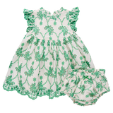Baby Girls Cynthia Dress Set - Kelly Green Eyelet