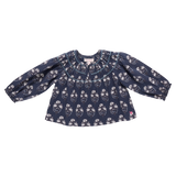 Girls Ava Top - Navy Strawflower