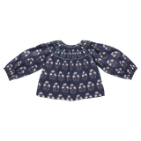 Girls Ava Top - Navy Strawflower