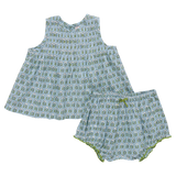 Baby Girls Jaipur 2-PC Set - Blue Prairie Block Print