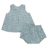 Baby Girls Jaipur 2-PC Set - Blue Prairie Block Print