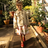 Girls Ramie Crop Trench - Strawberry Embroidery
