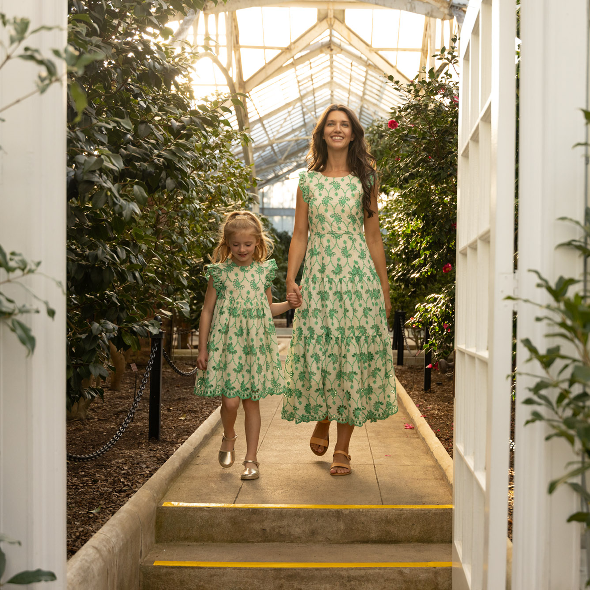 Girls Cynthia Dress - Kelly Green Eyelet Pink Chicken Girls Cynthia Dress - Kelly Green Eyelet Pink Chicken