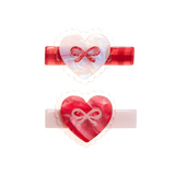 Bow Enamel Scalloped Heart Clips