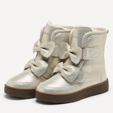 Isa Leather Boots - Silver