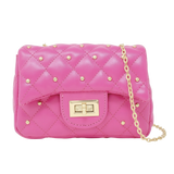 Classic Quilted Stud Handbag - Hot Pink
