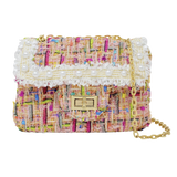 Classic Tweed Pearl Handbag - Pink