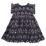 Girls Peachy Dress - Navy Strawflower