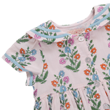 Girls Elowen Dress - Pink Dewdrop Block Print
