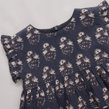 Girls Peachy Dress - Navy Strawflower