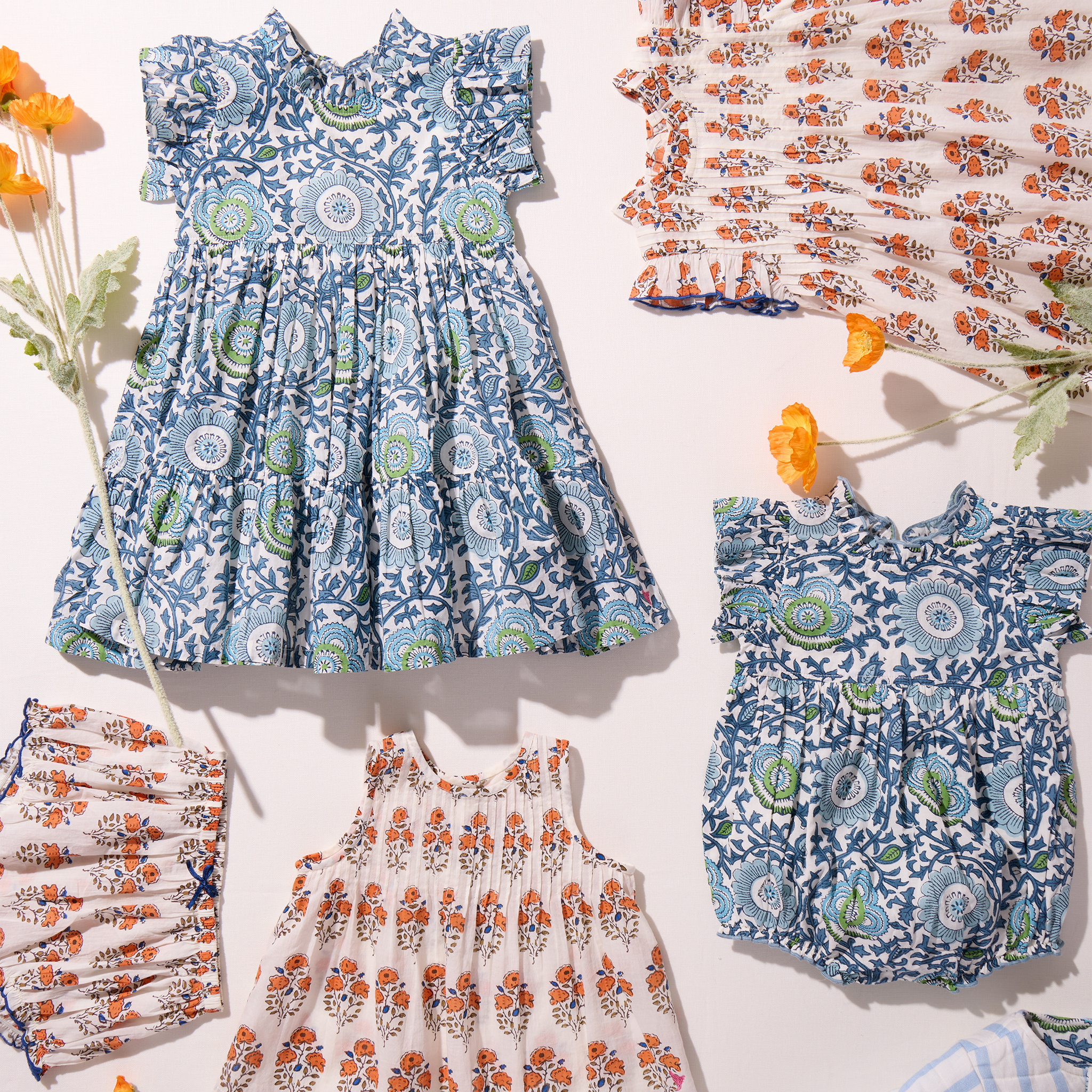 Girls Jennifer Dress - Blue Lisbon Floral – Pink Chicken