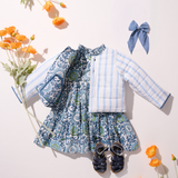 Girls Reversible Quilted Jacket- Blue Lisbon Floral