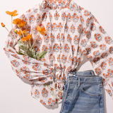Womens Josephine Top - Orange Strawflower
