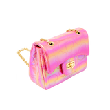Shiny Dotted Heart Classic Handbag - Hot Pink