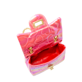 Shiny Dotted Heart Classic Handbag - Hot Pink