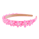 Crystal Flower Headband - Neon Pink