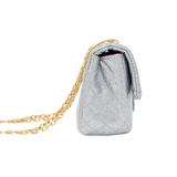 Classic Quilted Sparkle Mini Purse - Silver