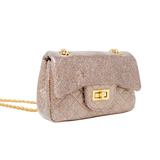 Quilted Metallic Gold Clasp Bag - Rainbow