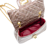 Quilted Metallic Gold Clasp Bag - Rainbow