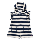 Girls Terry Coverup - Wide Blue Stripe