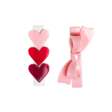 Clip Set - Tricolor Heart and Pink Bow